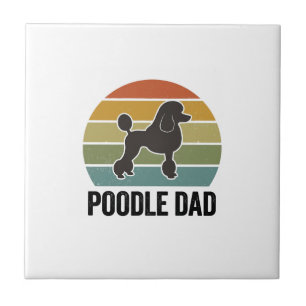 Poodle Vader Vintage Zonsondergang Hondenliefhebbe Tegeltje