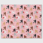 Poodle Valentijn Patroon Cadeaupapier (Vlak)