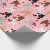 Poodle Valentijn Patroon Cadeaupapier (Hoek)