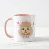 Poodle Valentijn Watercolor Mok met Aangepaste Naa (Links)