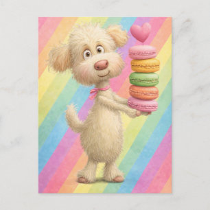 Poodle Valentijnkaart – Puppy Liefde met Macarons Briefkaart