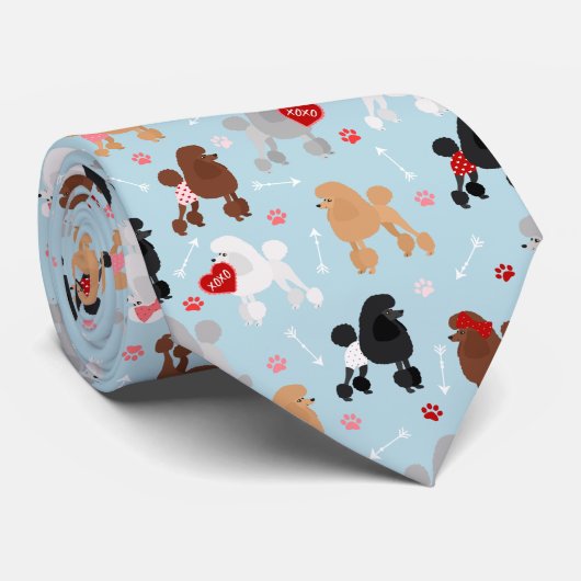 Poodle Valentine Motif Cravate (Roulé)
