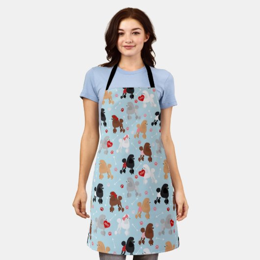 Poodle Valentine Pattern Apron Schort (Gedragen)