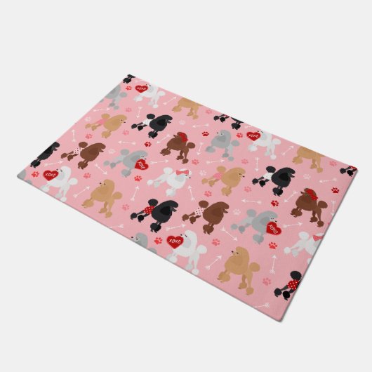 Poodle Valentine Pattern Deurmat (Schuin)