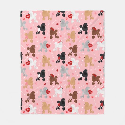 Poodle Valentine Pattern Fleece Deken (Voorkant)