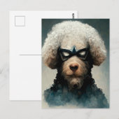 Poodle verkleed als superheldhond briefkaart (Voorkant / Achterkant)