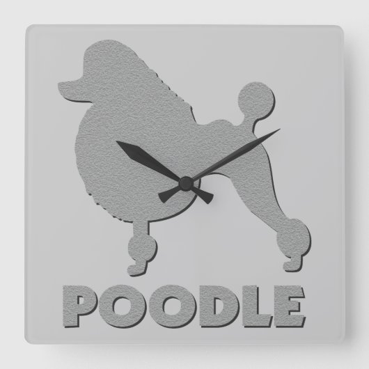 Poodle Vierkante Klok (Voorkant)
