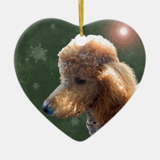 POODLE VOOR DE FEESTDAGEN KERAMISCH ORNAMENT (Voorkant)