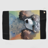 Poodle Waterverf Golf Towel Golfhanddoek (Horizontaal)