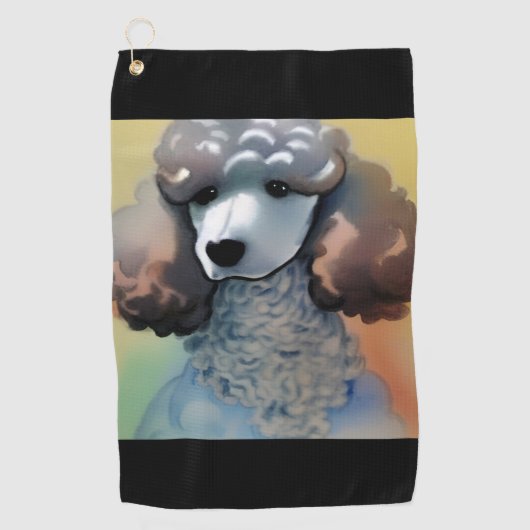 Poodle Waterverf Golf Towel Golfhanddoek (Voorkant)