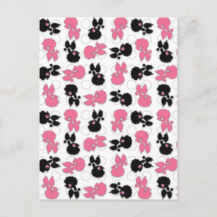 Poodles Dogs Black en Pink Briefkaart
