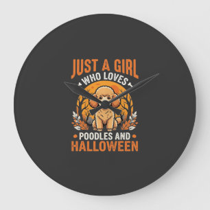 Poodles Halloween Meisje Hond Liefhebber Design_1 Grote Klok
