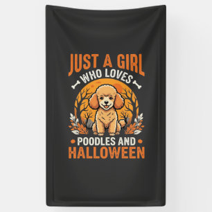 Poodles Halloween Meisje Hond Liefhebber Design_1 Spandoek