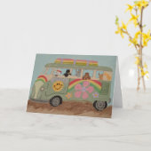 Poodles in Hippiebusje Kaart (Gele Bloem)