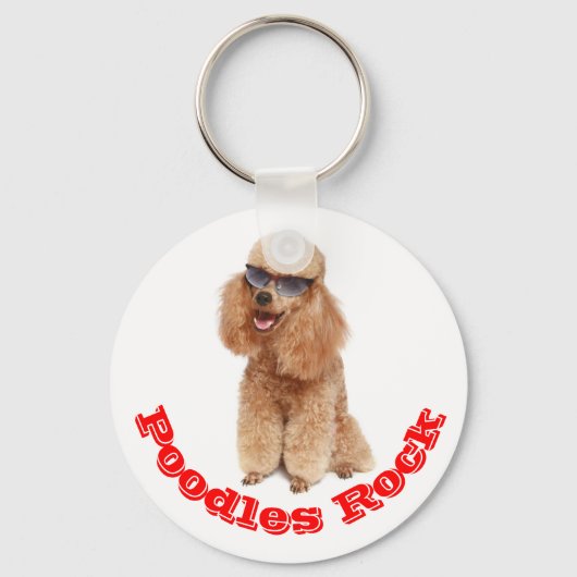 Poodles Rock! Abrite miniatuur porseleinpap Sleutelhanger (Voorkant)