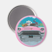 Poodles rose convertible Aimant d'impression rétro (Recto/Verso)