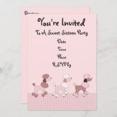 Poodles roses sur invitation à la parade (Devant / Derrière)