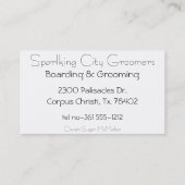 Poodsen in rode converteerbare scripts visitekaartje (Achterkant)