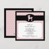 Poodsen op Paris Square Pink Invitation Kaart (Voorkant / Achterkant)