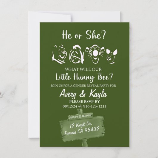 POOH & AMIS GENDER REVEAL INVITATION (Devant)