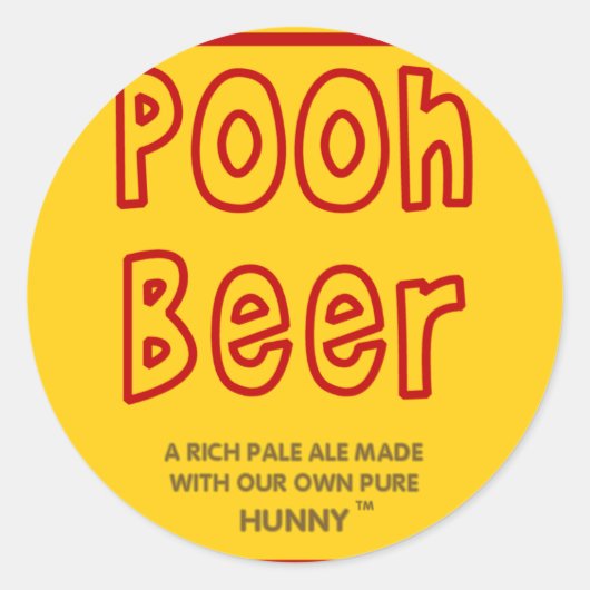 Pooh Beer Ronde Sticker (Voorkant)