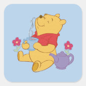 Pooh Vierkante Sticker (Voorkant)