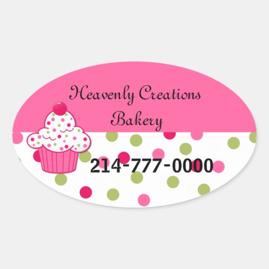  pookadots en cupcake bakkersokken ovale sticker (Voorkant)