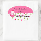  pookadots en cupcake bakkersokken ovale sticker (Tas)