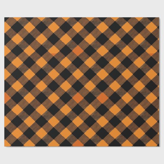 pooky Orange and Black Checkered Halloween Pattern Cadeaupapier (Vlak)