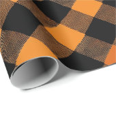 pooky Orange and Black Checkered Halloween Pattern Cadeaupapier (Rol Hoek)