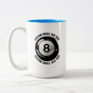 Pool 8 Ball & Kleine tekst LICHTBLAUW 445ml Custom Tweekleurige Koffiemok