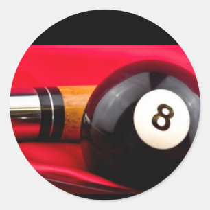 Pool Ball en cue Ronde Sticker
