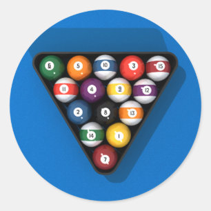 Pool Balls on Blue Felt Billiards Table: Ronde Sticker