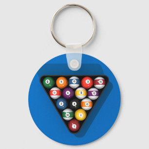 Pool Balls on Blue Felt Billiards Table: Sleutelhanger