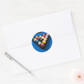 Pool Balls on Blue Felt: Ronde Sticker (Envelop)