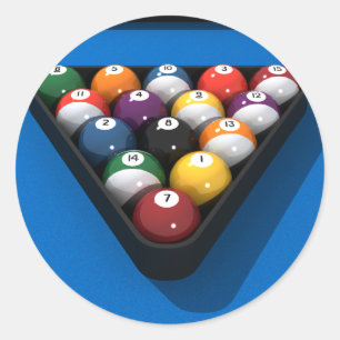 Pool Balls on Blue Felt: Ronde Sticker