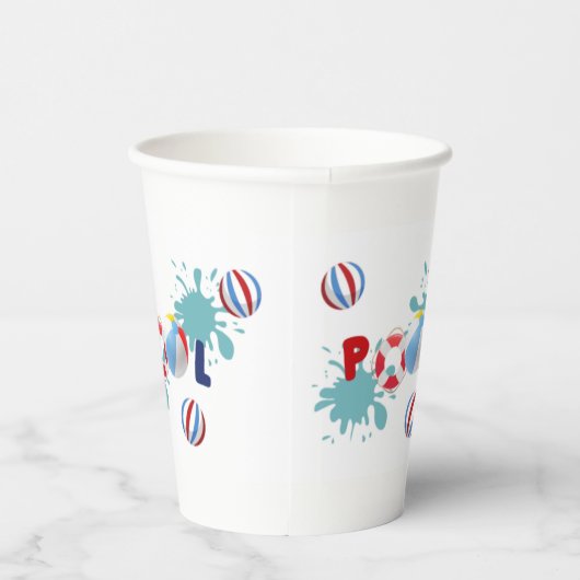 Pool Beach Ball Party gepersonaliseerde papieren b Papieren Bekers (Rechts)
