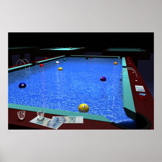 "Pool" - Belle affiche de billard (Devant)