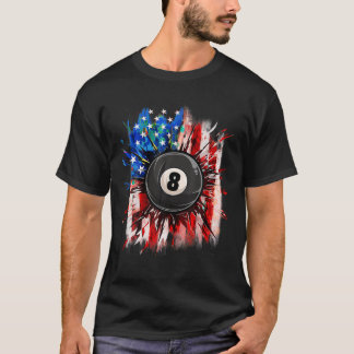 Pool Biljart 4 van juli Mannen USA Amerikaanse vla T-shirt