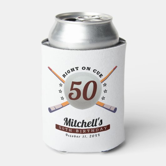 Pool Biljart 50ste Verjaardag Party Wit Blikjeskoeler (Blikje Voorkant)