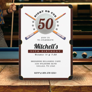 Pool Biljart 50ste Verjaardag Party Wit Kaart