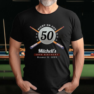Pool Biljart 50ste Verjaardag Party Zwart T-shirt