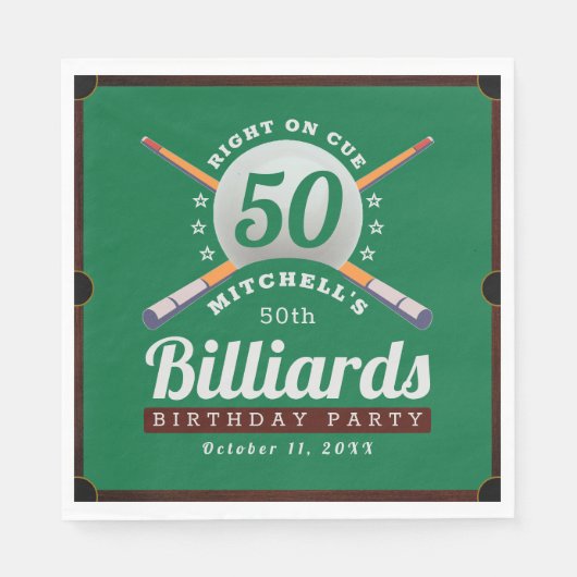 Pool Biljart 50ste verjaardagsfeestje Servet (Voorkant)