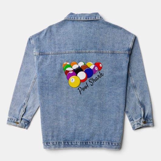 Pool Biljart Design Denim Jas Jacket (Achterkant)