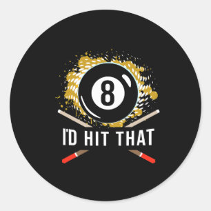Pool biljart Shirt - biljart zwembad 8 LL speler D Ronde Sticker