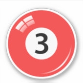Pool/biljartbal nummer drie (3) blauw sticker (Voorkant)