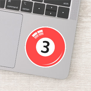 Pool/biljartbal nummer drie (3) blauw sticker