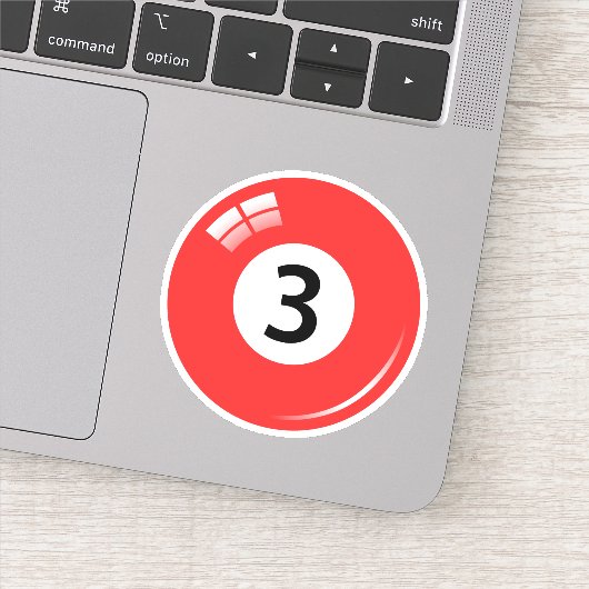 Pool/biljartbal nummer drie (3) blauw sticker (Detail)