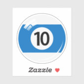 Pool/biljartbal nummer tien (10) blauw wit sticker (Vel)