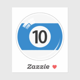 Pool/biljartbal nummer tien (10) blauw wit sticker